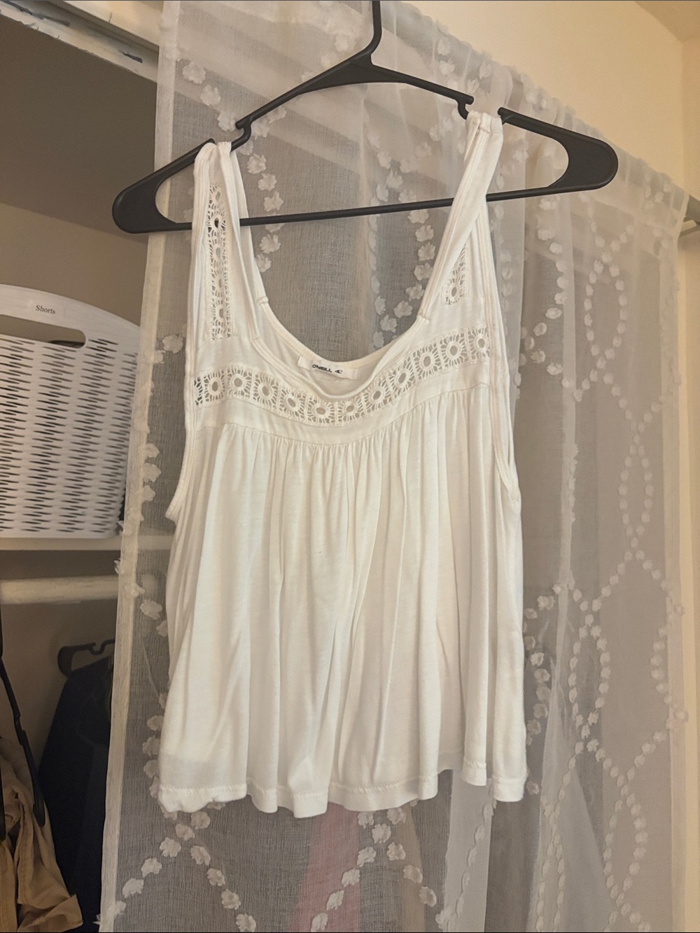 O'Neill White Crochet-Trim Sleeveless Camisole